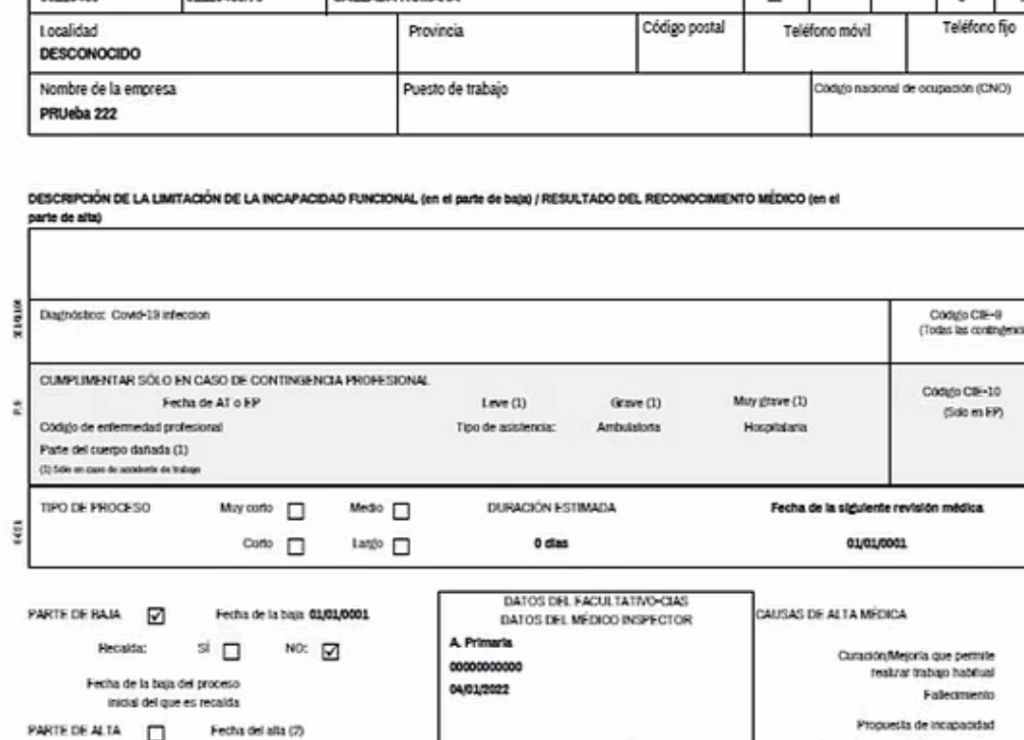 Documento médico de baja laboral ilustrando la detección de posibles fraudes laborales en empresas
